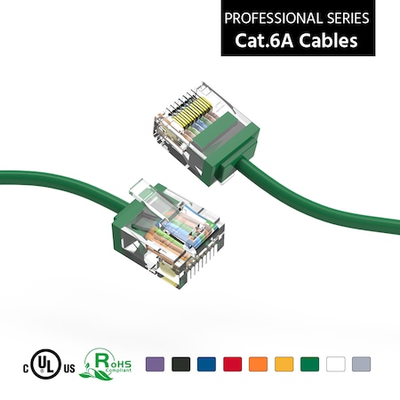 Bestlink Netware CAT6A UTP Super-Slim Ethernet Network Cable 32AWG- 3ft- Green 100293GN